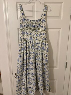 Jessica Simpson Cream Sundress with Blue Floral Print